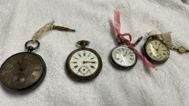 4 SILVER POCKET WATCHES (AF)