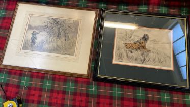 2 HENRY WILKINSON DRAWINGS-1 GLASS BROKEN (AF)