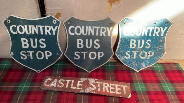 3 COUNTRY BUS STOP SIGNS & CASTLE STREET (AF)