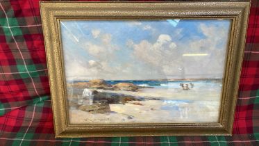 OIL PAINTING-CATTLE ON TIREE BEACH BY R R MACNEE