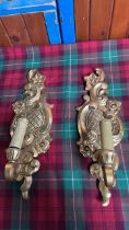 PAIR OF GILDED WALL SCONCES