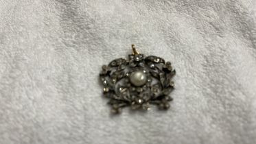 OLD CUT PEARL & DIAMOND PENDANT