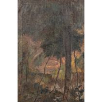 LEHMANN, ALFRED, Umkreis (A.L.: 1899-1879), "Waldrand im Abendrot",