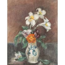 VORDEMBERGE, FRIEDRICH (1897-1961), "Stillleben mit Lilien und Sommerblumen in Steinzeugvase",
