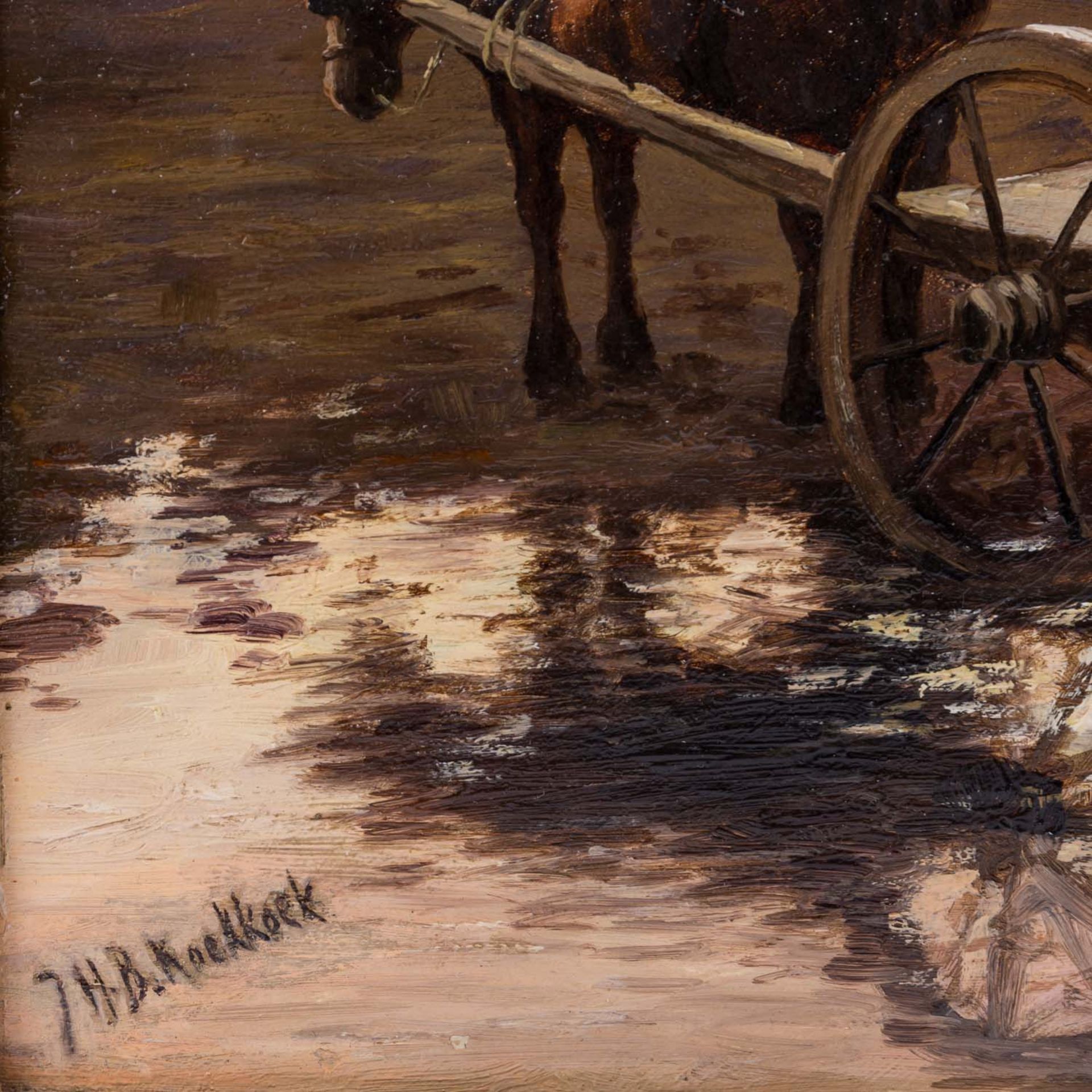 KOEKKOEK, JAN HERMANN BAREND (1840-1912) "Pferdewagen" - Bild 3 aus 4