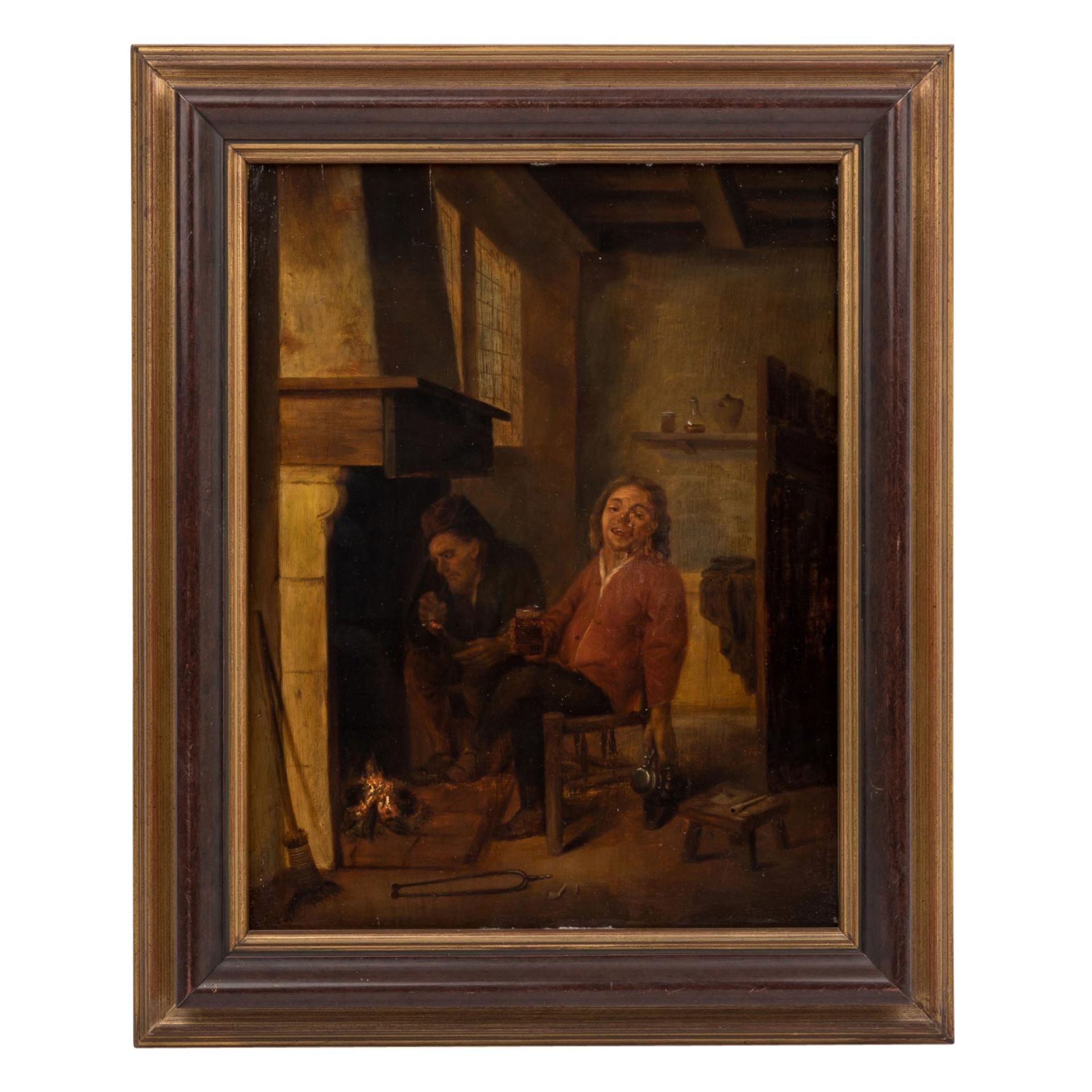 OSTADE, Adriaen van, NACH (A.v.O.: 1610 - 1685), "Zwei Bauern in der Stube", wohl 18. Jh., - Image 2 of 3