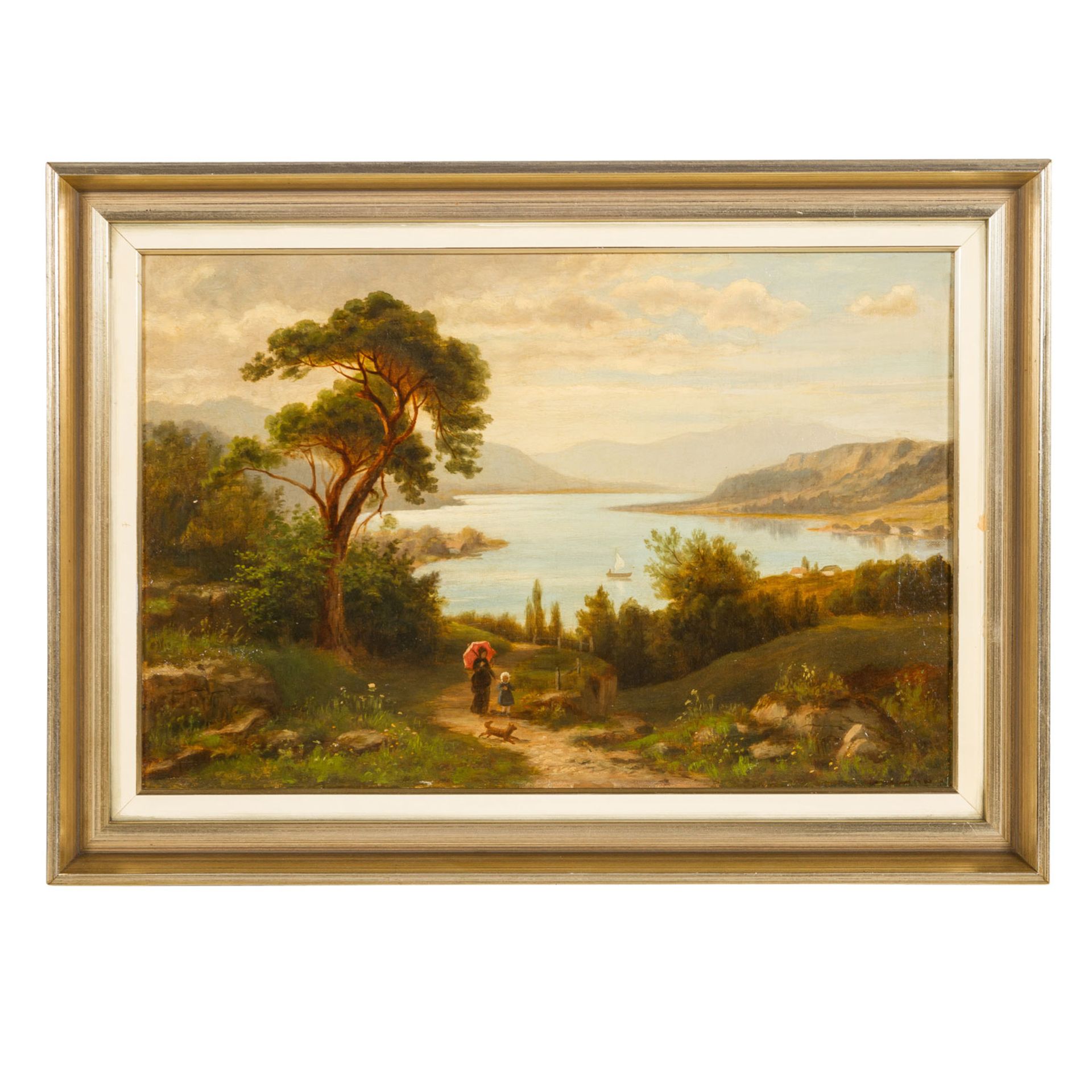 MALER/IN 19. Jh., "Südliche Landschaft mit See", - Bild 2 aus 5