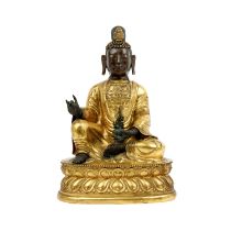 Museale Guanyin aus feuervergoldeter Bronze. SINOTIBETISCH. 18./19. Jh.