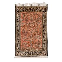 Orientteppich aus Seide. GHOM/IRAN, Mitte 20. Jh., 155x104 cm.