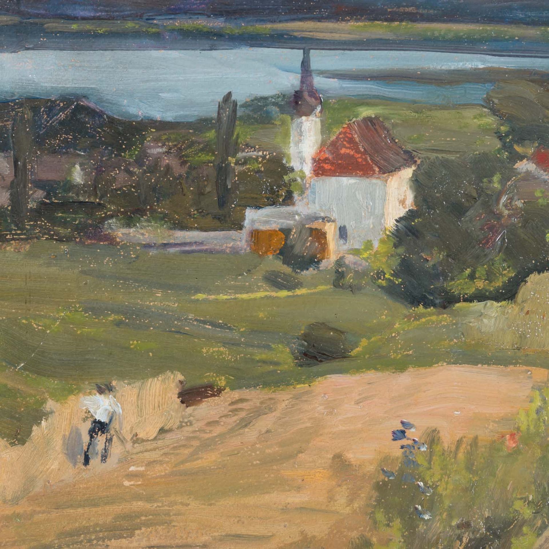 PAMPEL, HERMANN (1867-1935, Prof.), "Landschaft mit Ortschaft am Fluss", - Image 3 of 7
