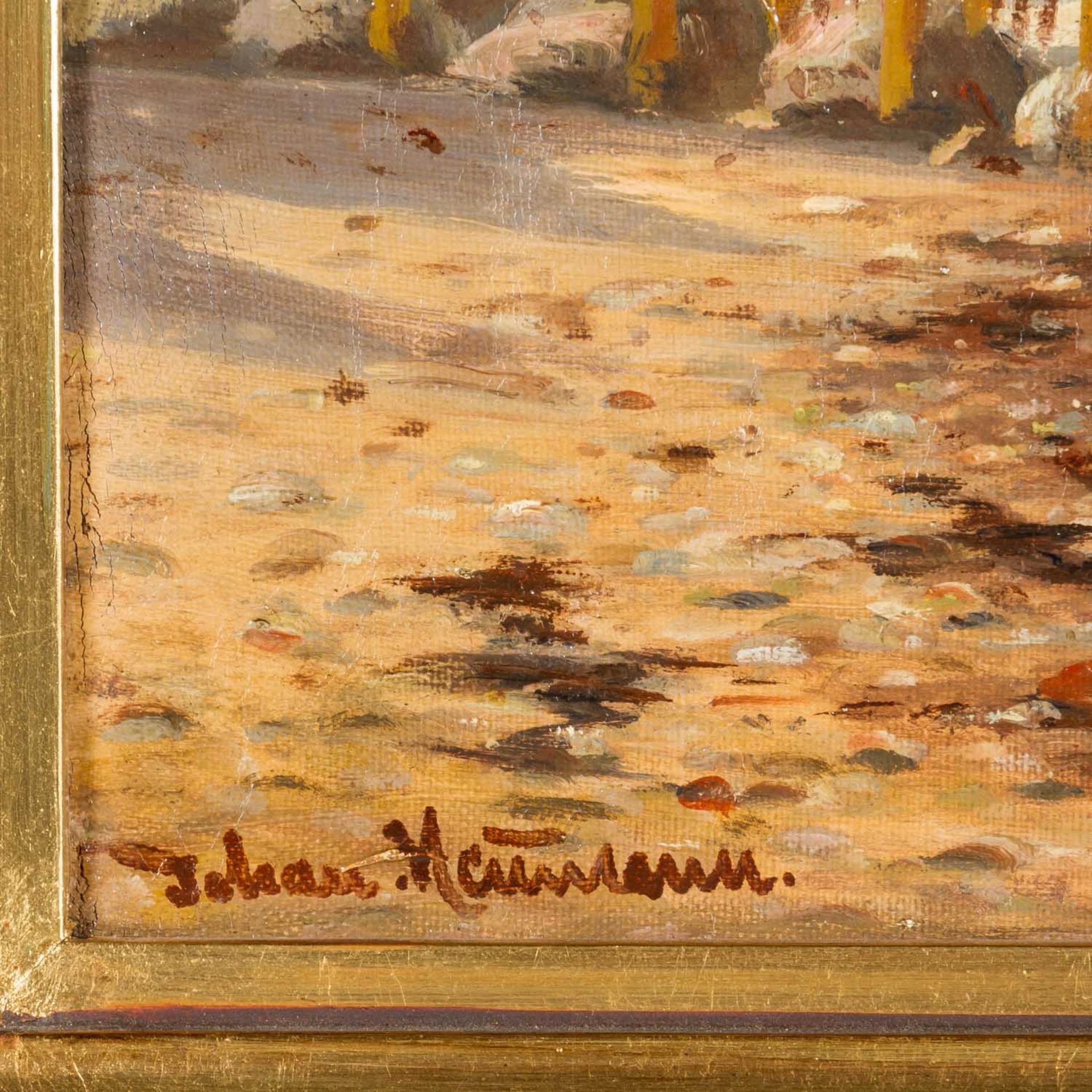 NEUMANN, JOHAN (1860-1940), "Blick über das Meer auf Hafenstadt", wohl Bornholm, - Bild 3 aus 4