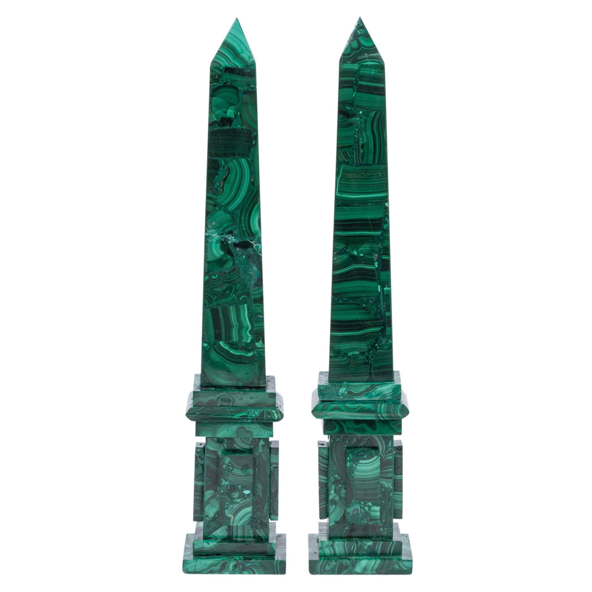 Paar Obelisken aus Malachit, - Bild 2 aus 7
