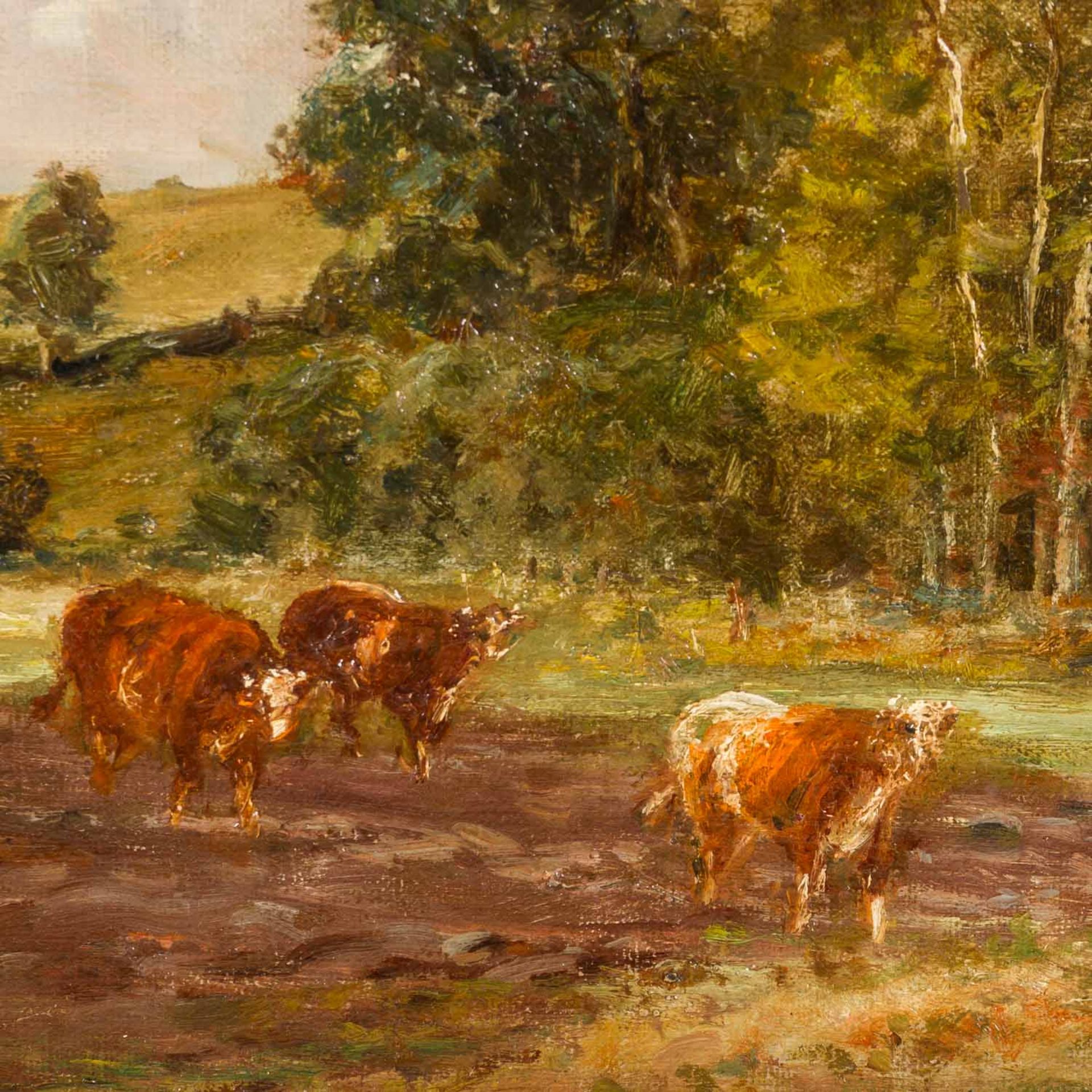 DESVARREUX-LARPENTEUR, JAMES (1847-1937) „Kühe am Waldrand“, - Bild 4 aus 7