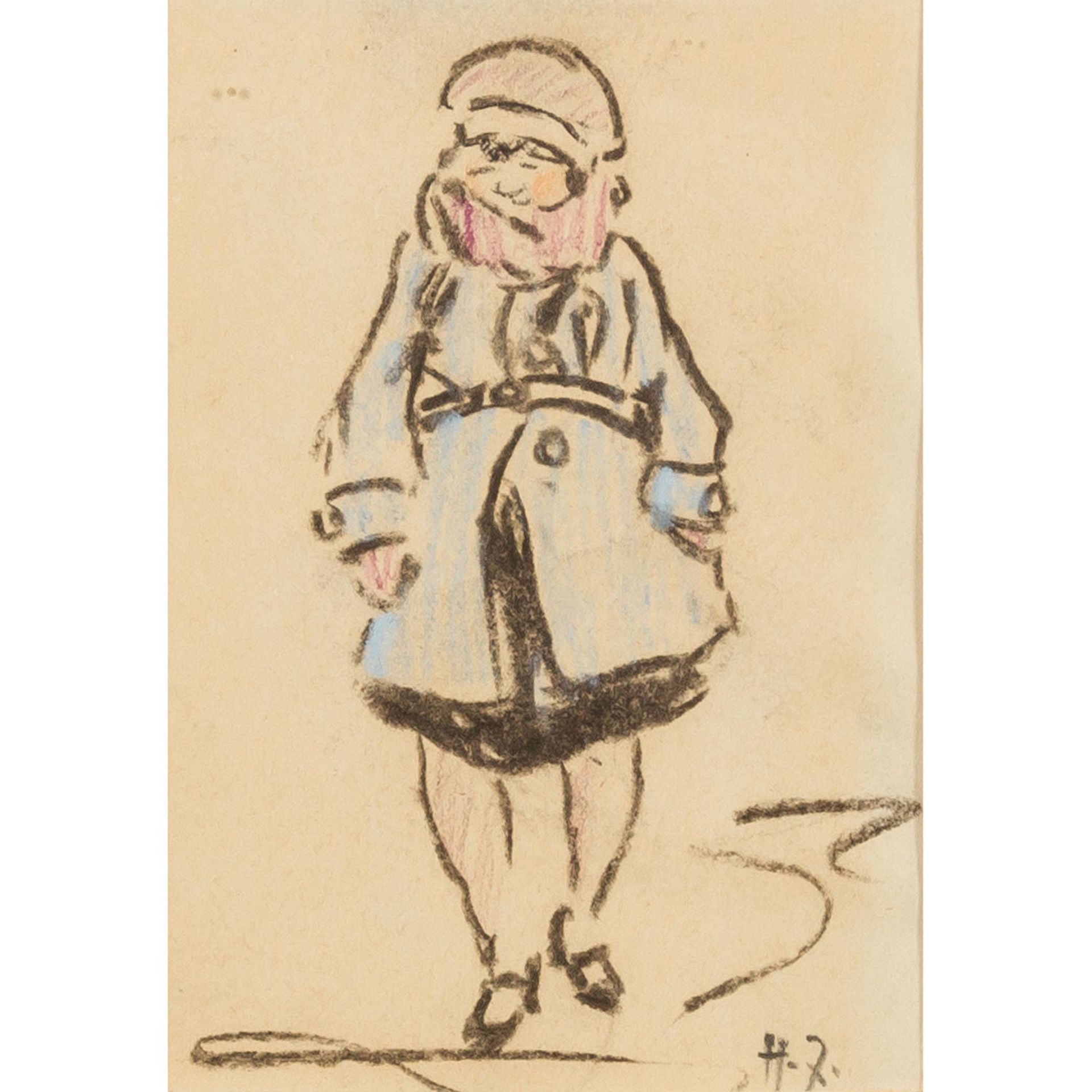 ZILLE, HEINRICH (1858-1929" "Mädchen mit Wollmütze und blauem Mantel"