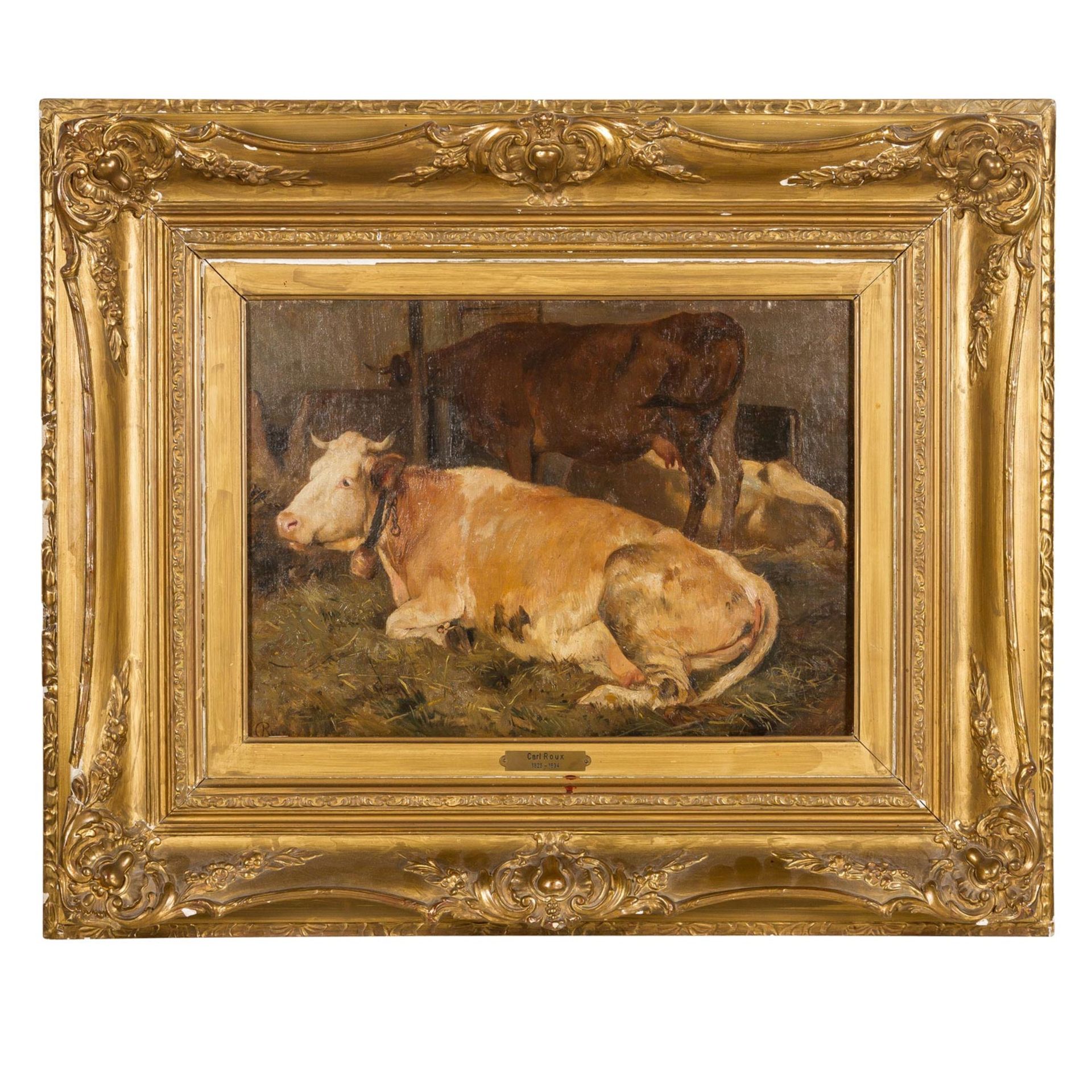 ROUX, KARL (1826-1894) "Kühe im Stall" - Bild 2 aus 8