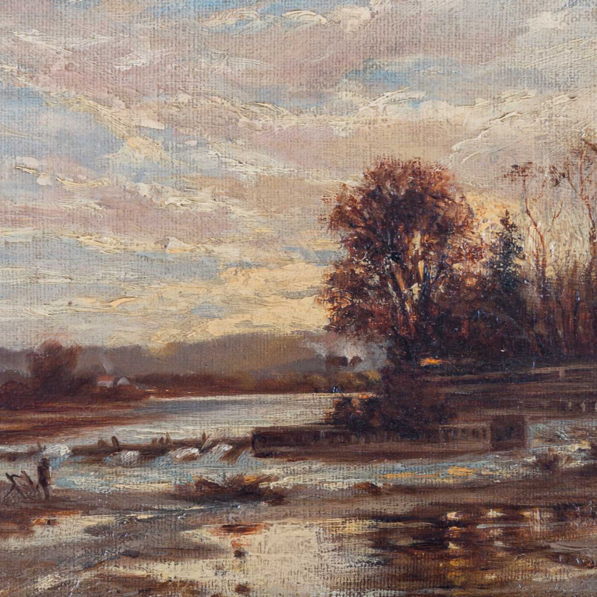 STURM, E. (?, Maler/in 19./20. Jh.), "Landschaft mit See in Winterstimmung", - Bild 4 aus 8