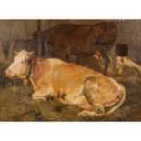 ROUX, KARL (1826-1894) "Kühe im Stall"