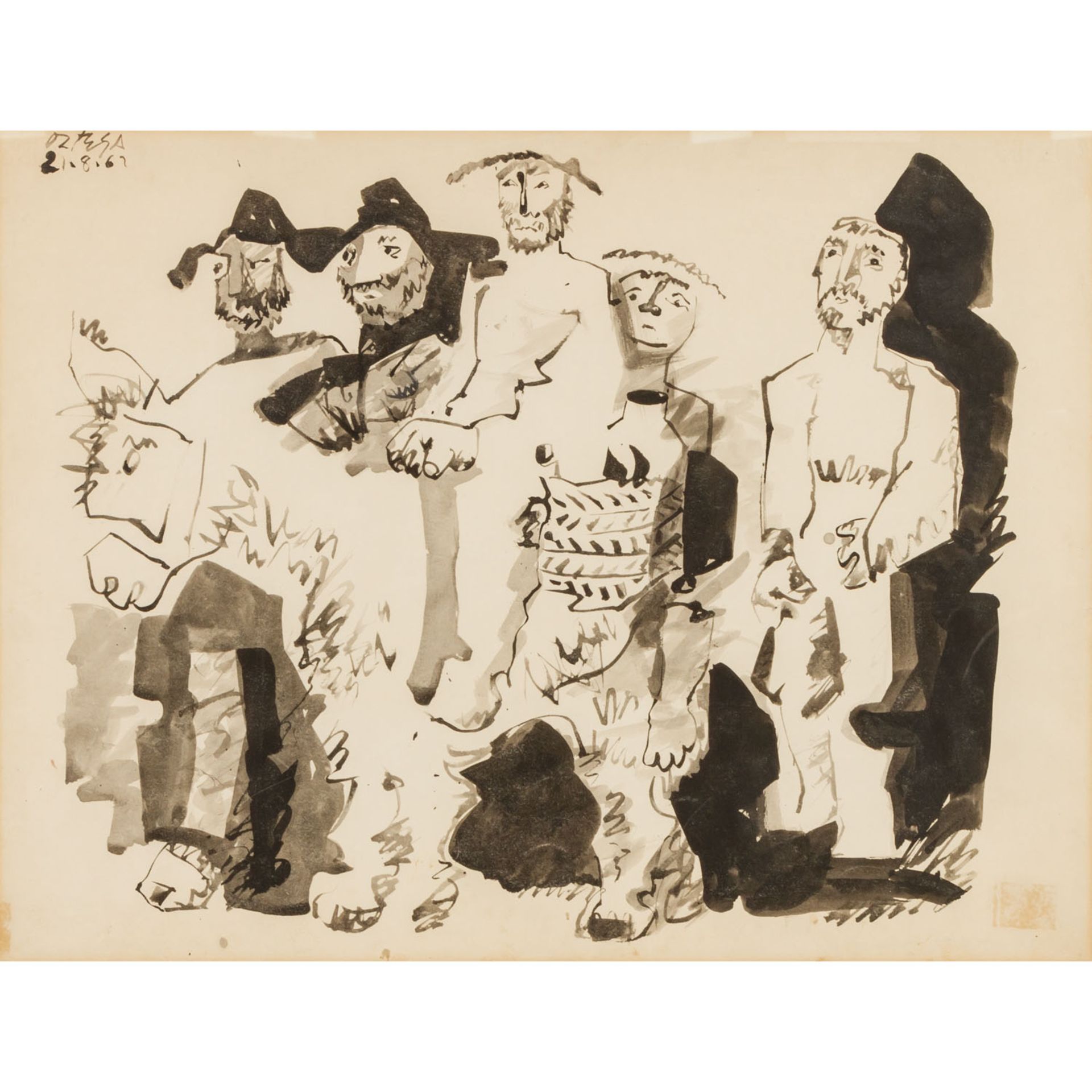 ORTEGA, JOSÉ (1921-1990), "Spanische Bauern und ein Esel", 1961,