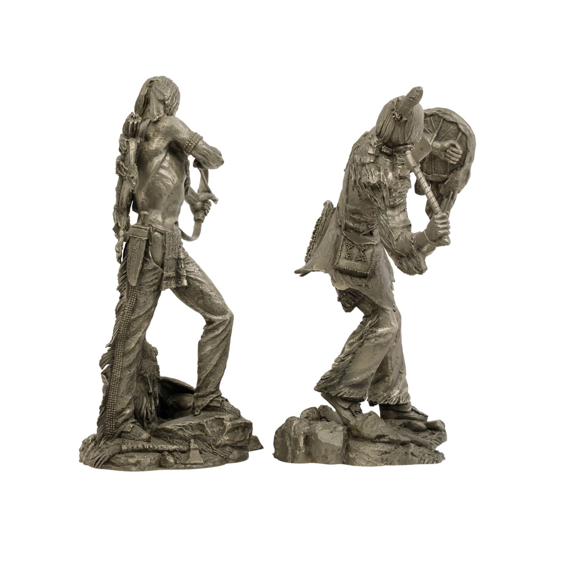 Paar Statuetten aus Zinn, Replika nach Jim Ponter, USA, 20. Jh.: - Image 4 of 8