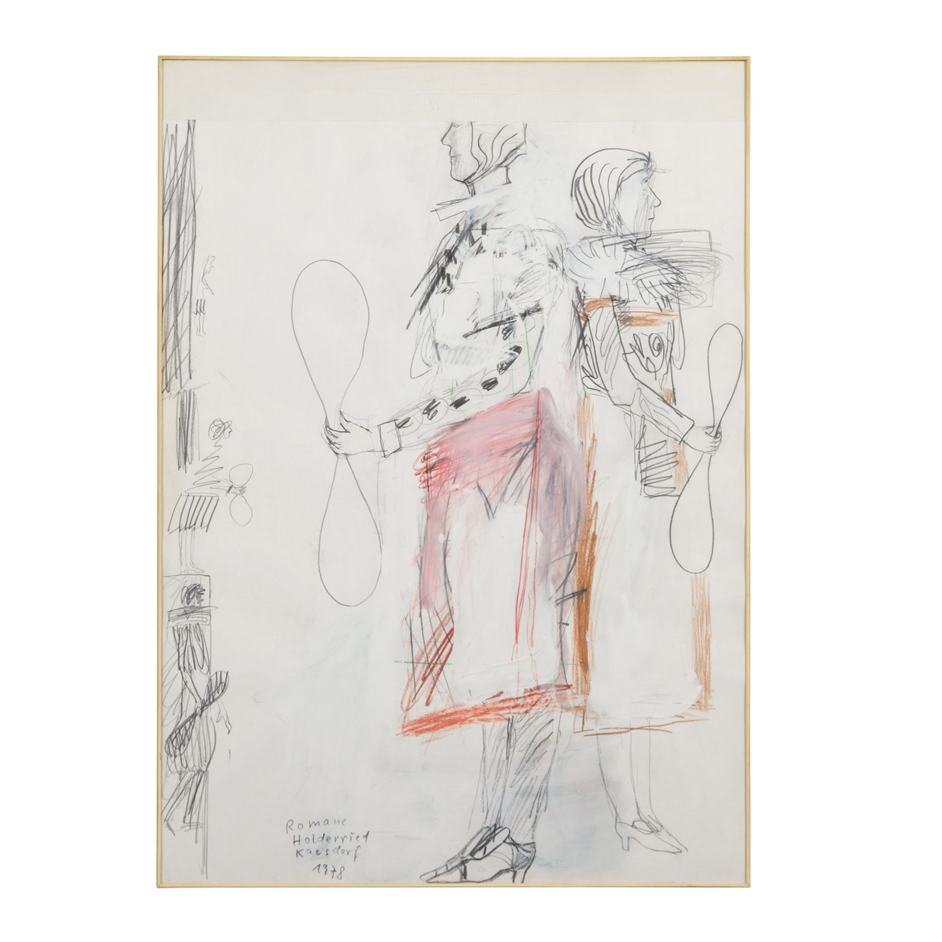 HOLDERRIED-KAESDORF, ROMANE (1922-2007), "o. T.", Figürliche Komposition  mit zwei Frauen, - Bild 2 aus 6