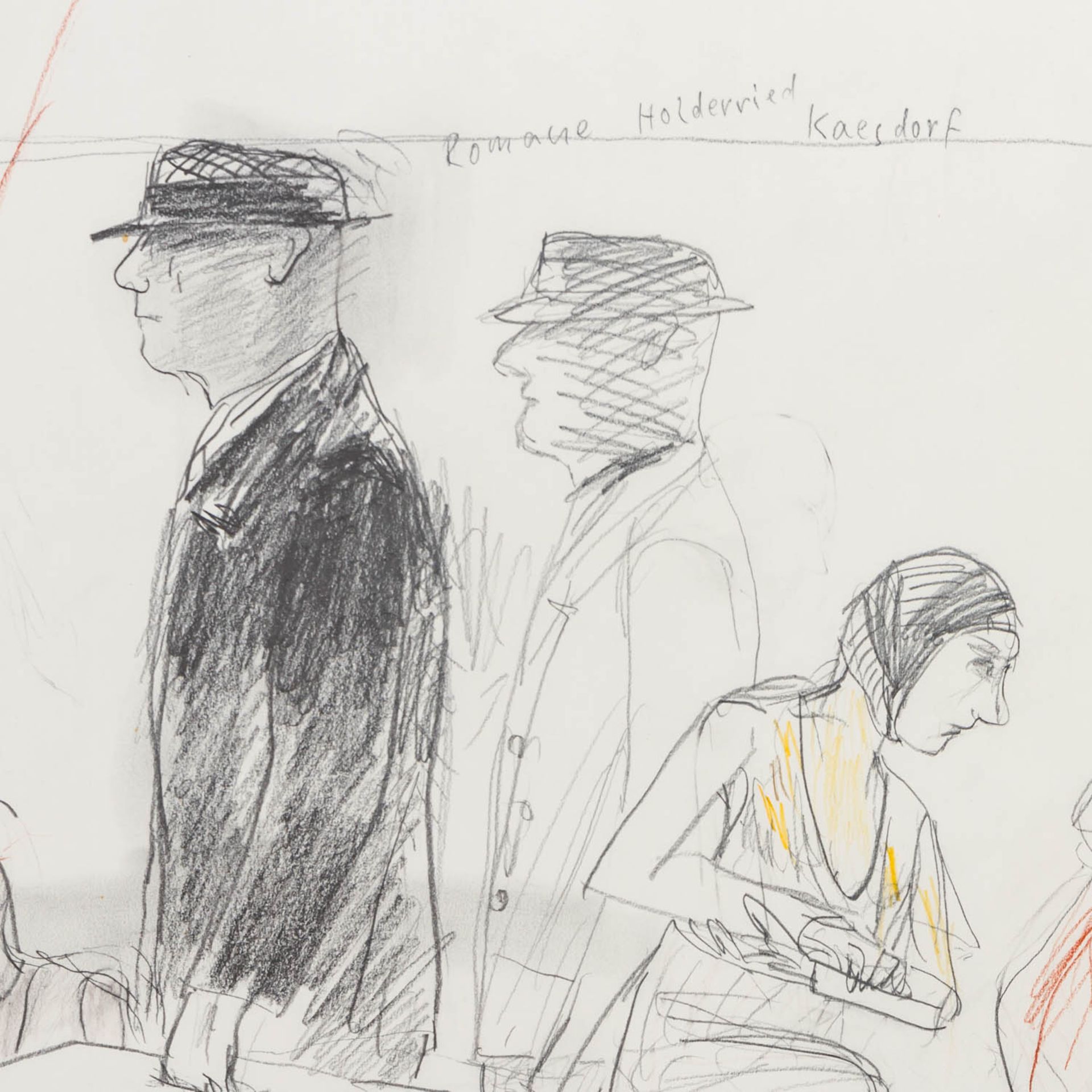 HOLDERRIED-KAESDORF, ROMANE (1922-2007), "2 Männer tragen Schemel und 3 Frauen laufen schnell", - Bild 2 aus 7