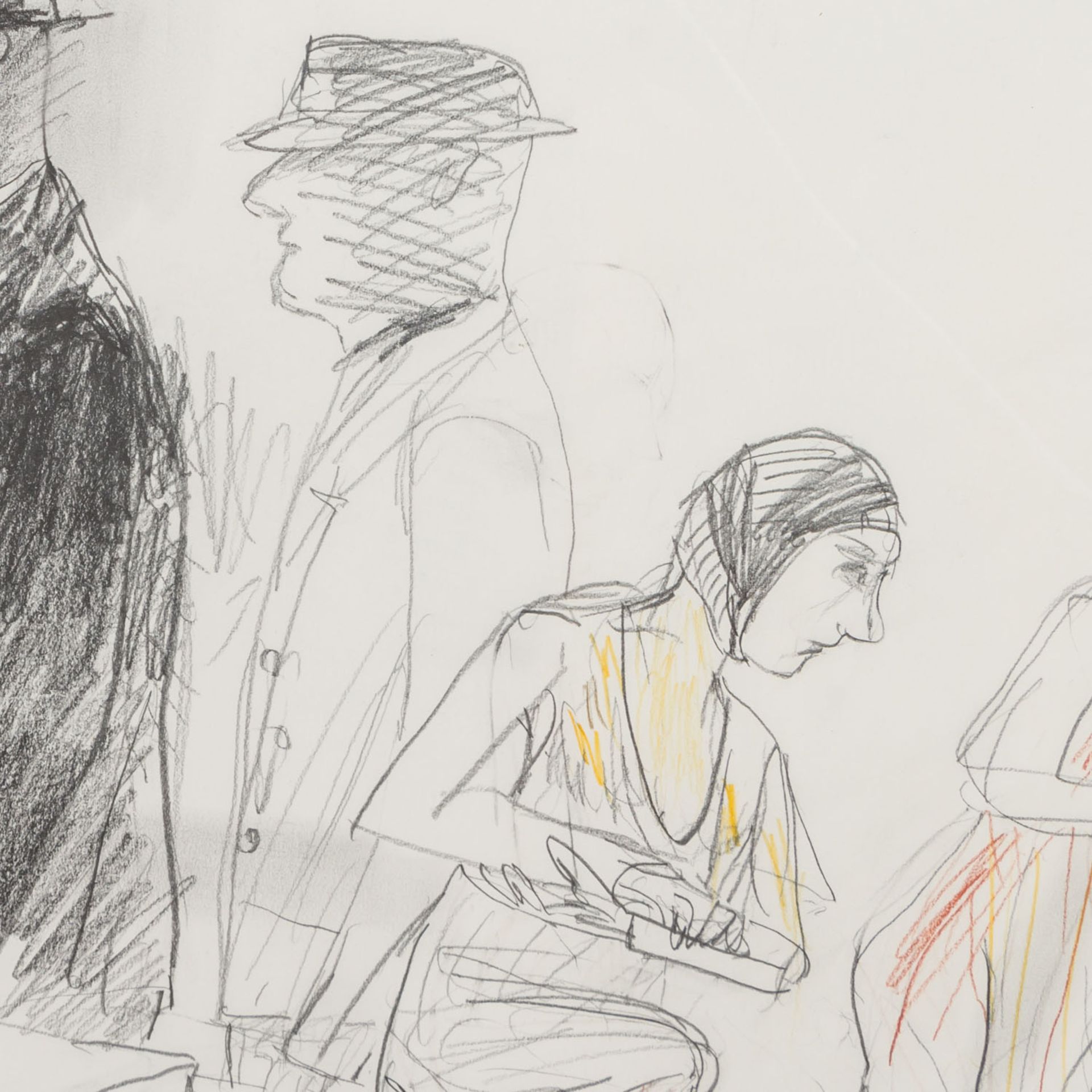 HOLDERRIED-KAESDORF, ROMANE (1922-2007), "2 Männer tragen Schemel und 3 Frauen laufen schnell", - Bild 5 aus 7