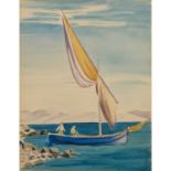 MÖLLER, OTTO (1883 - 1964), "Segelboot an der Küste", 2. H. 20. Jh.,