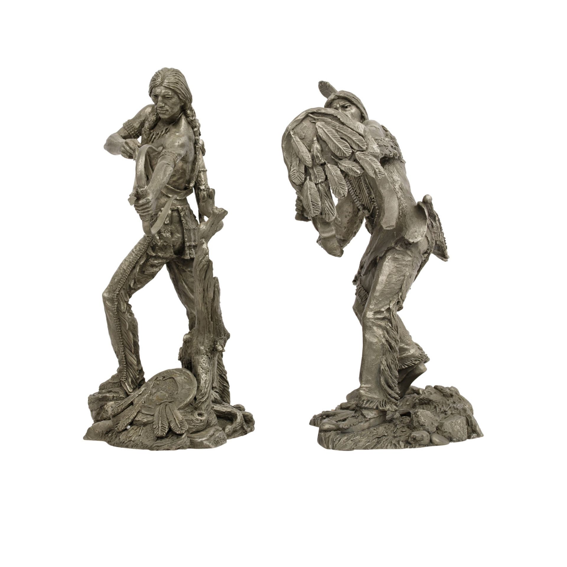 Paar Statuetten aus Zinn, Replika nach Jim Ponter, USA, 20. Jh.: - Image 2 of 8