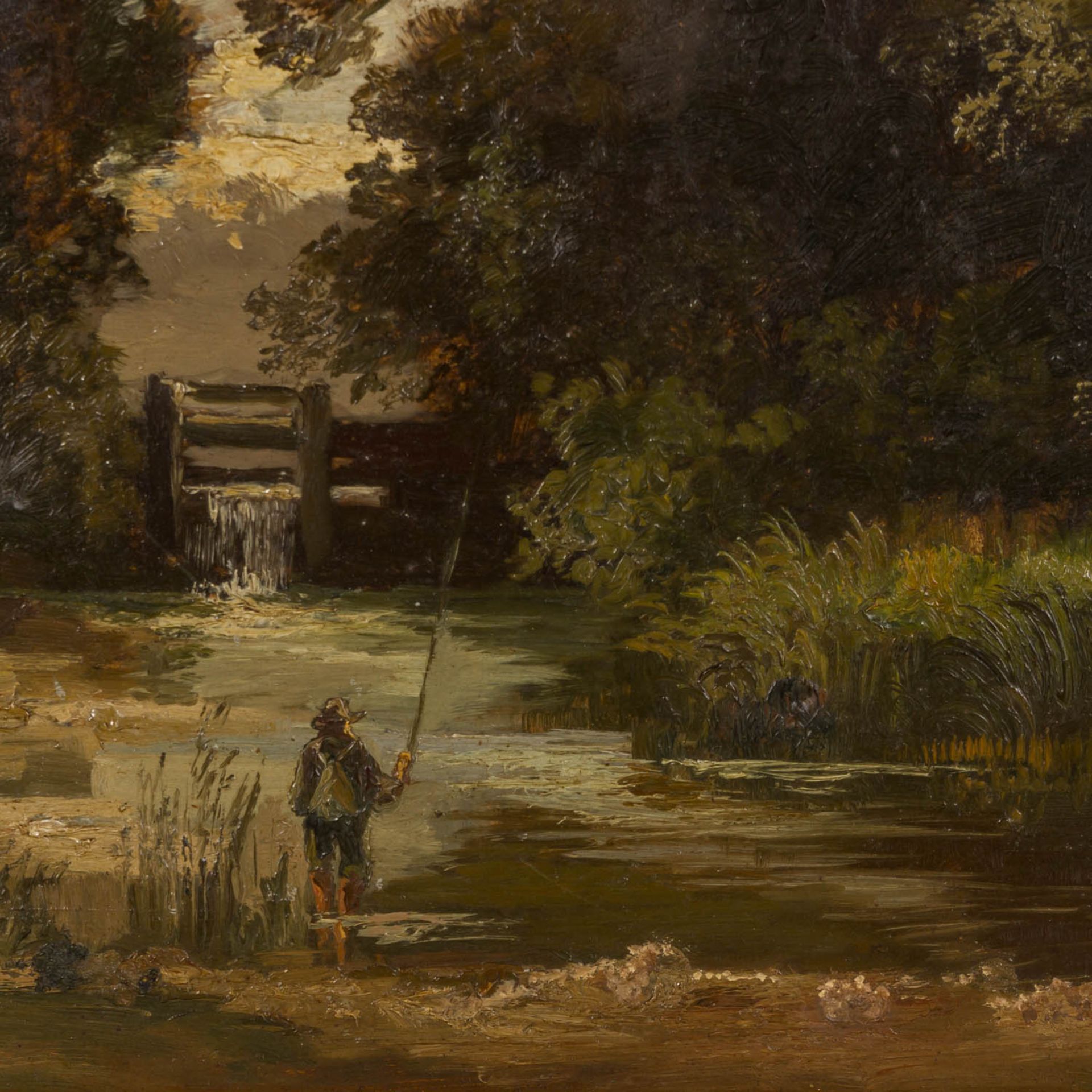 HALBERG-KRAUSS, FRITZ (1874 - 1951), "Angler am Ufer eines Flusses", 20. Jh., - Bild 4 aus 10