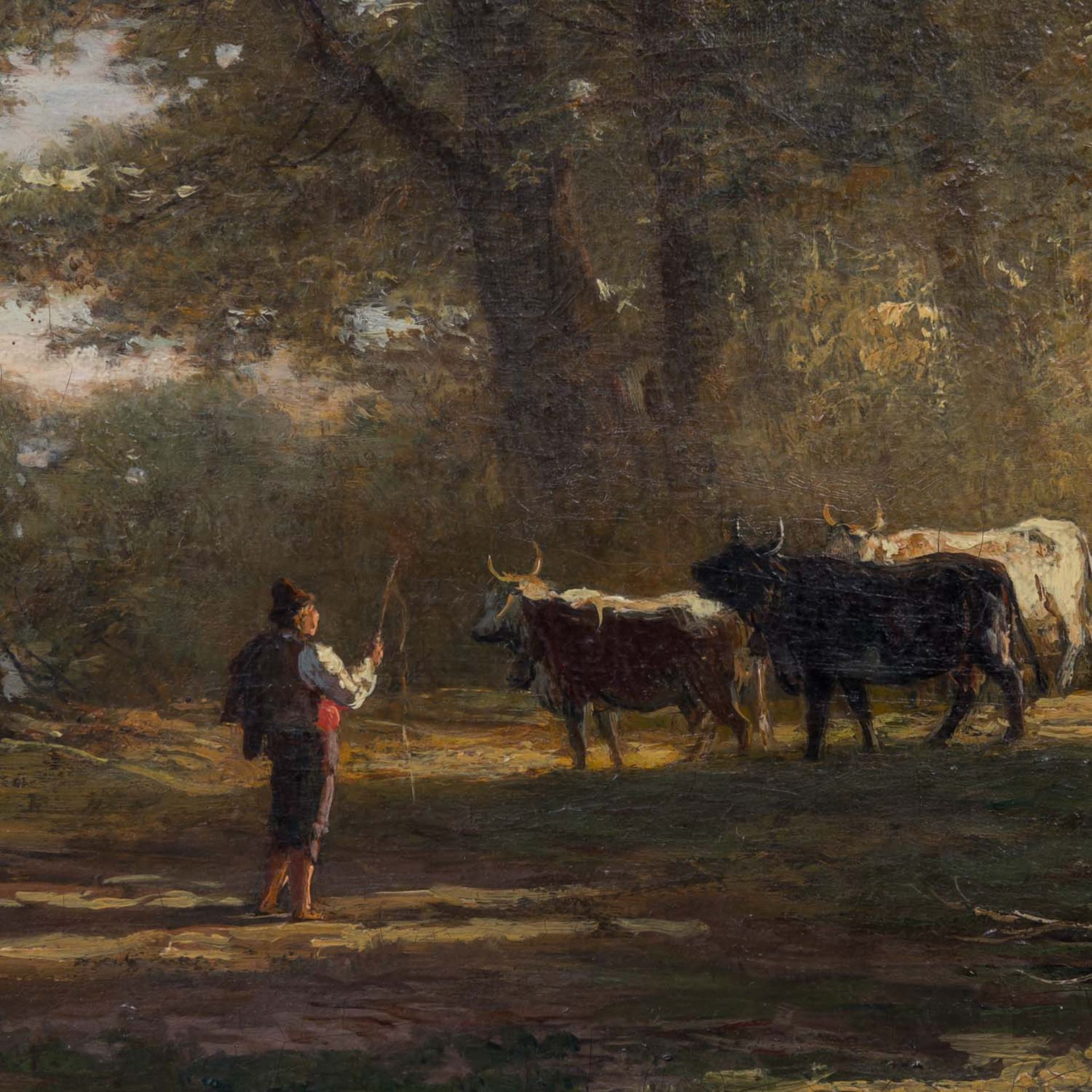 KÖCKERT, JULIUS (1827 - 1918), "Hirten mit Kühen an einem Ufer", 1885, - Bild 4 aus 10