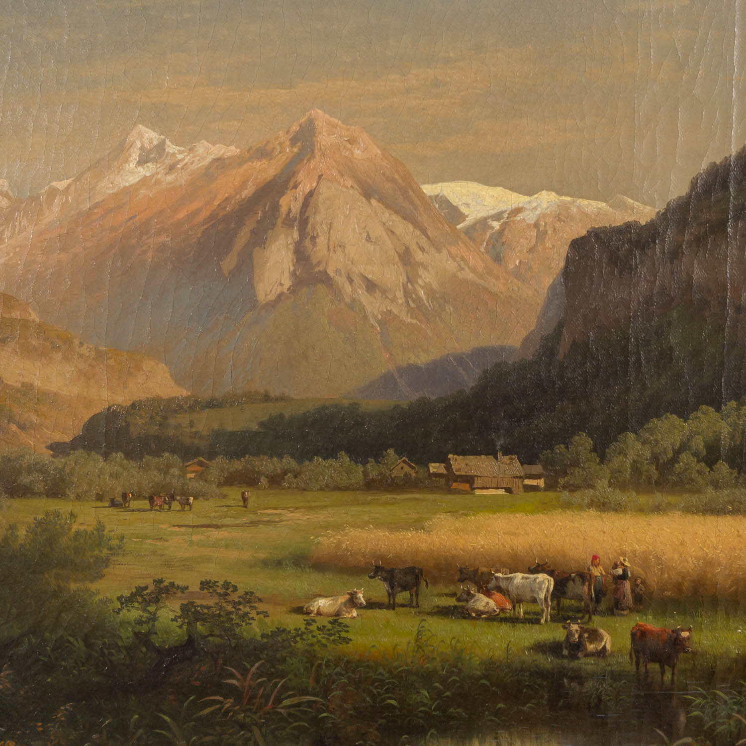 HERZOG, HERMANN OTTOMAR (1832 - 1932), "Alpenlandschaft mit Personenstaffage", 1871, - Image 3 of 8
