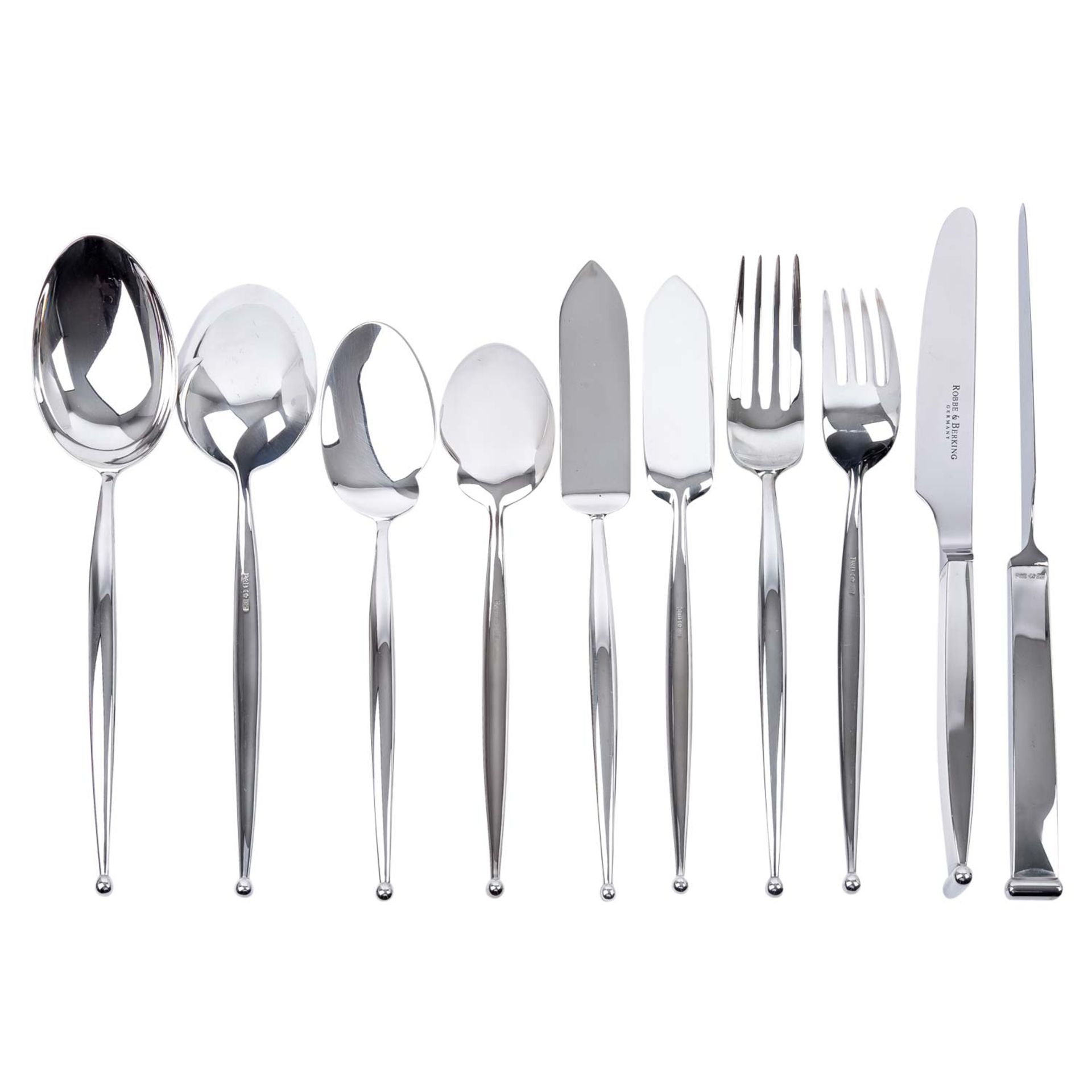 ROBBE & BERKING Besteck-Set 'Gio', 10tlg., 925 Silber, 20.Jh., - Bild 2 aus 4