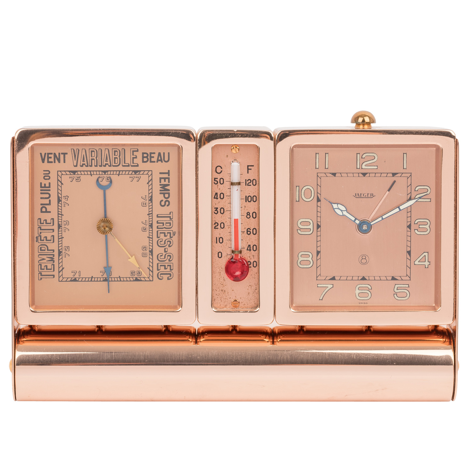 JAEGER-LECOULTRE, Reiseuhr mit Thermometer und Barometer, - Image 2 of 8