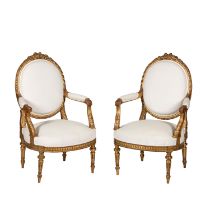 PAAR FAUTEUILS IM LOUIS XVI-STIL