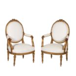 PAAR FAUTEUILS IM LOUIS XVI-STIL