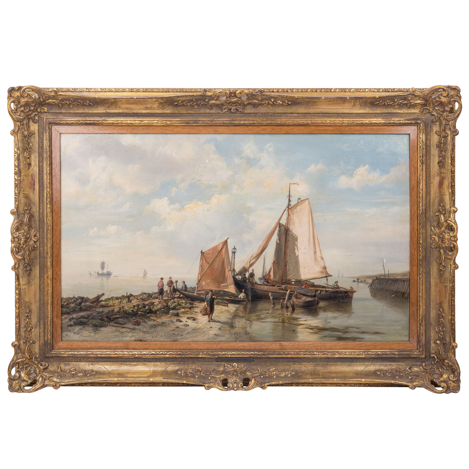 KOEKKOEK, HERMANUS I (1815-1882), "Fischer mit ihren Booten am Strand", - Image 2 of 7