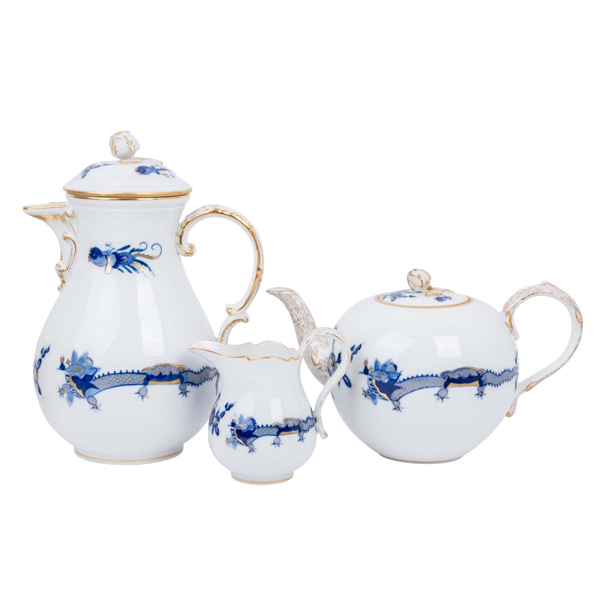 MEISSEN Kaffeeservice 'Reicher, blauer Hofdrache', 19./20. Jh. - Image 2 of 7