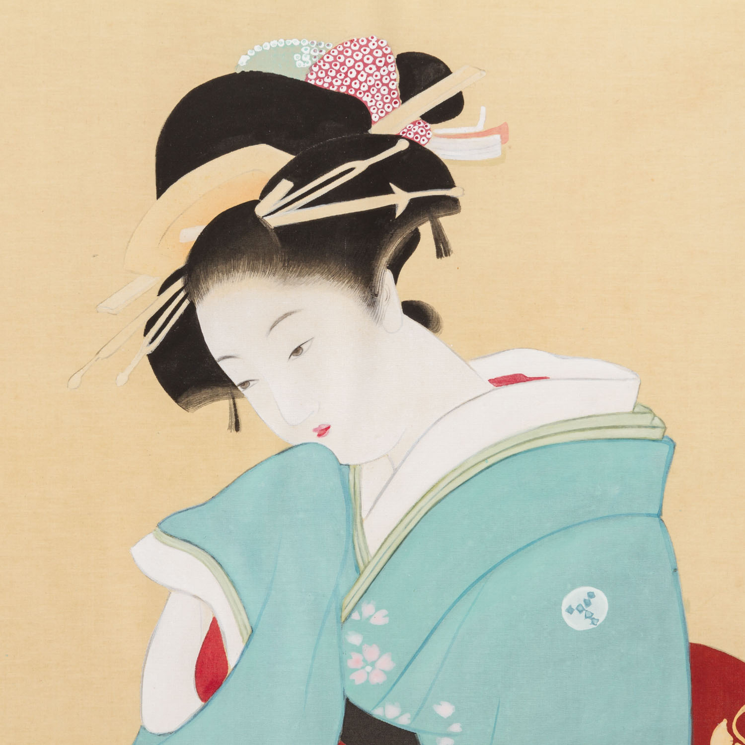 Rollbild "Lesende Schönheit" JAPAN, Taishô-Zeit (1912-1926) - Image 4 of 6