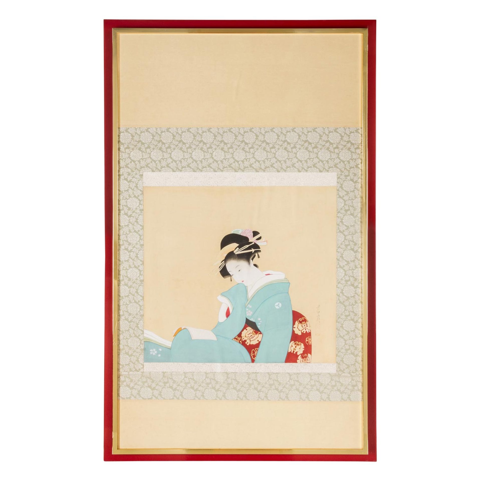 Rollbild "Lesende Schönheit" JAPAN, Taishô-Zeit (1912-1926) - Bild 2 aus 6