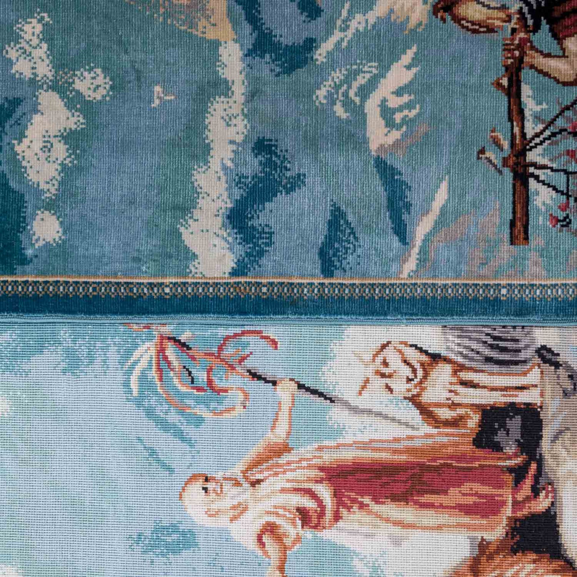 Bildteppich "Arche Noah" aus Seide. HEREKE/TÜRKEI, 20. Jh., 40x63 cm. - Bild 5 aus 6