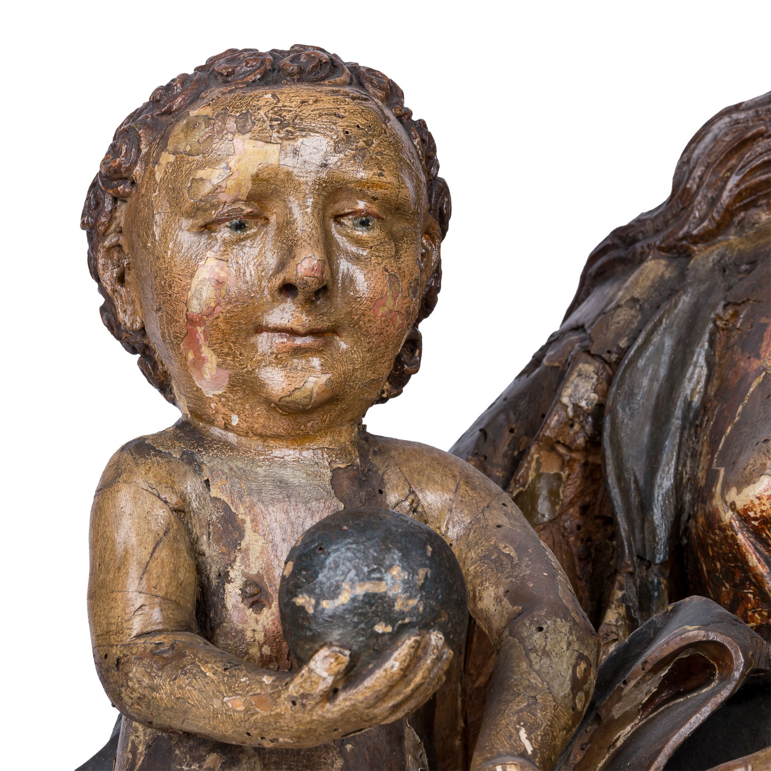 SCHWÄBISCHER MEISTER DES XV. JAHRHUNDERTS "Gotische Schnitzfigur einer stehenden Madonna mit dem Jes - Image 5 of 9