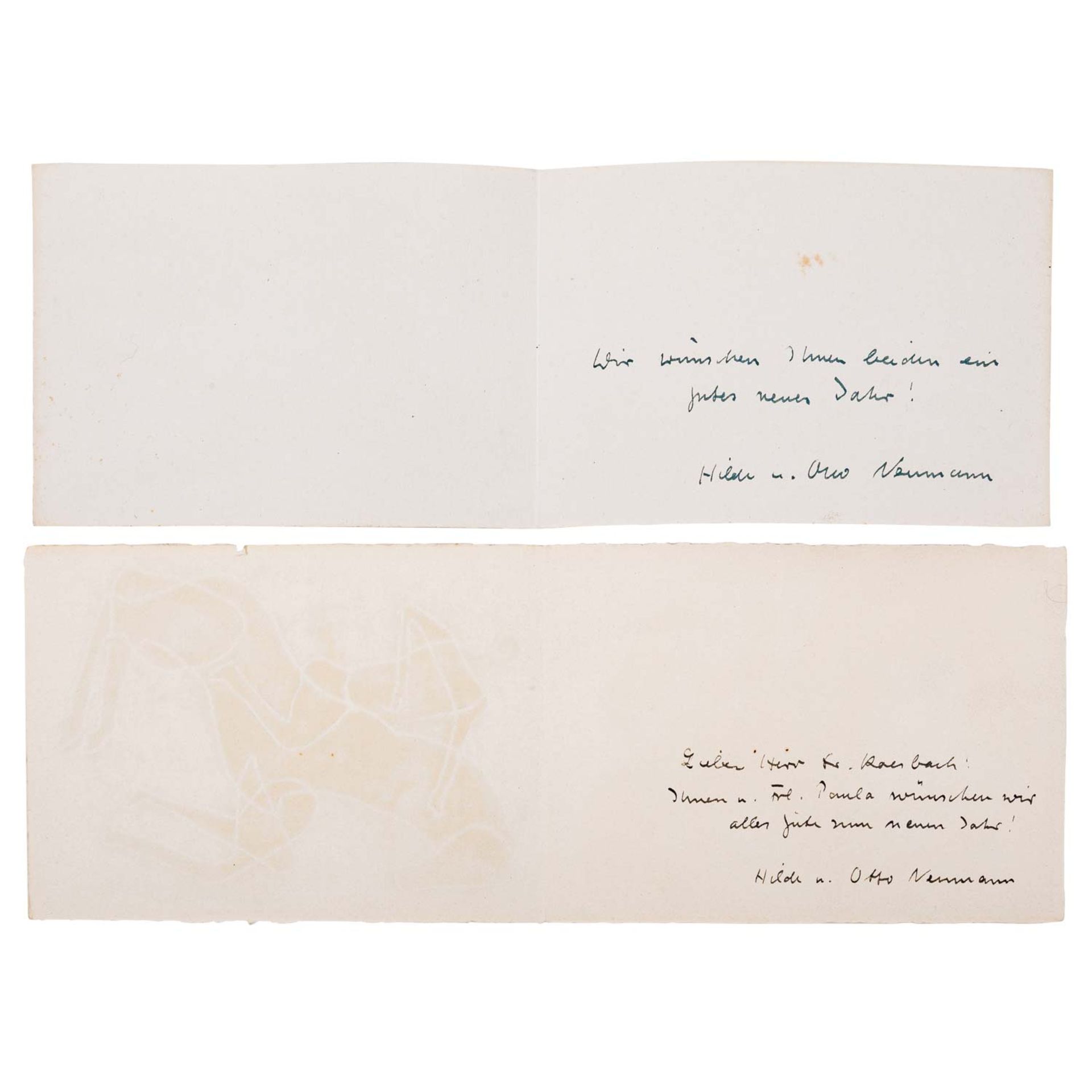 NEUMANN, OTTO (1895-1975), 2 Neujahrskarten mit figürlichen Kompositionen "Paar" und "Reiter", - Image 3 of 3