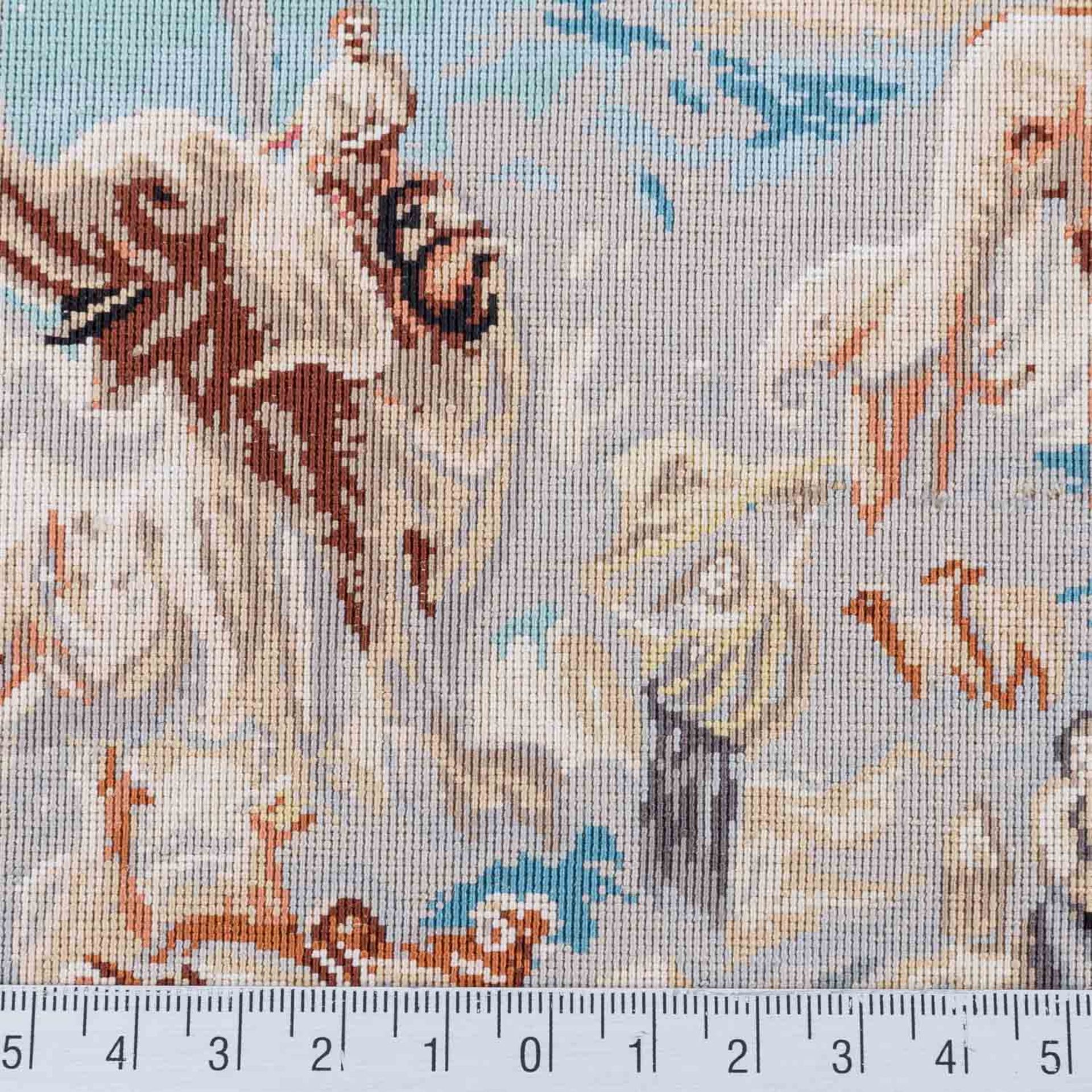 Bildteppich "Arche Noah" aus Seide. HEREKE/TÜRKEI, 20. Jh., 40x63 cm. - Bild 6 aus 6