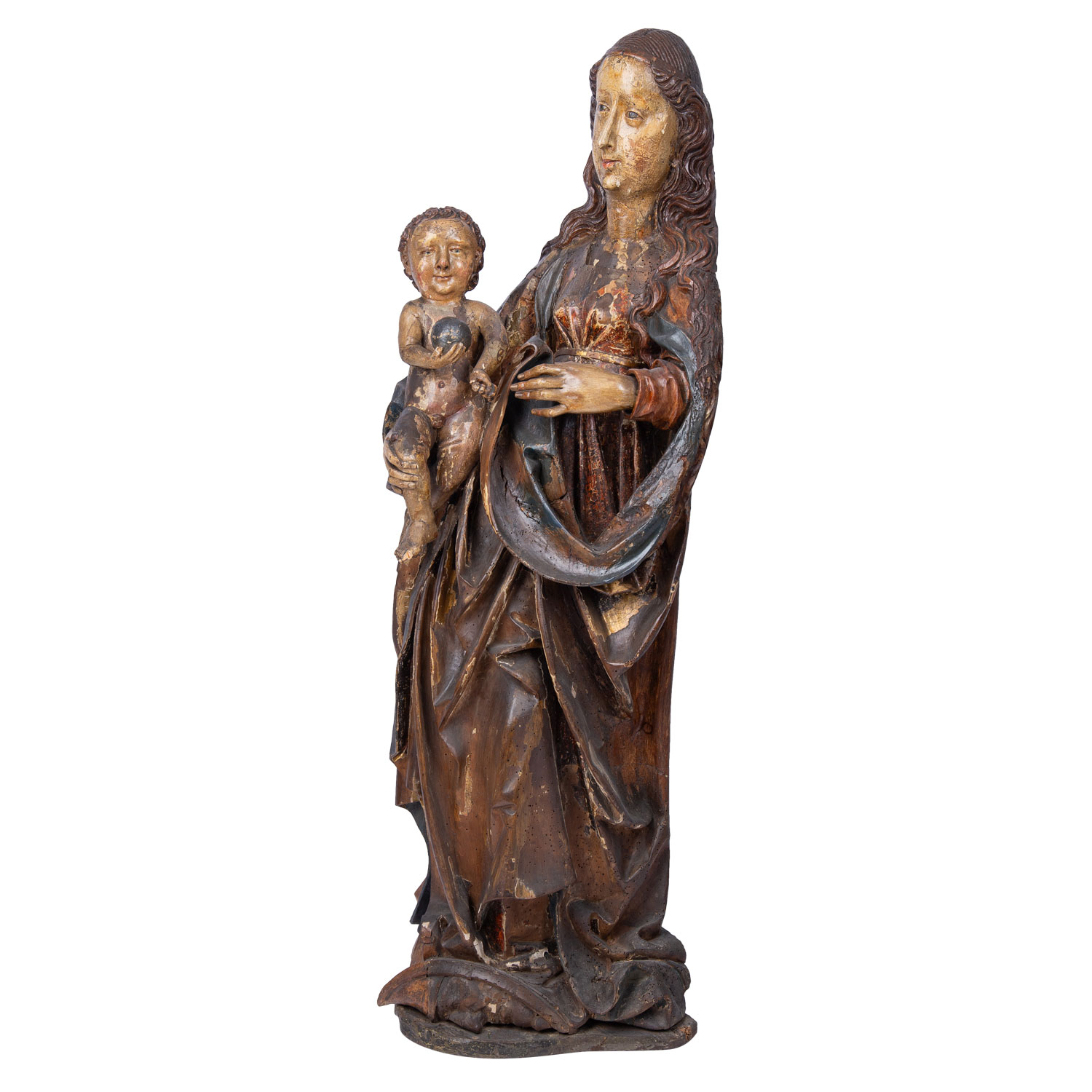 SCHWÄBISCHER MEISTER DES XV. JAHRHUNDERTS "Gotische Schnitzfigur einer stehenden Madonna mit dem Jes - Image 2 of 9