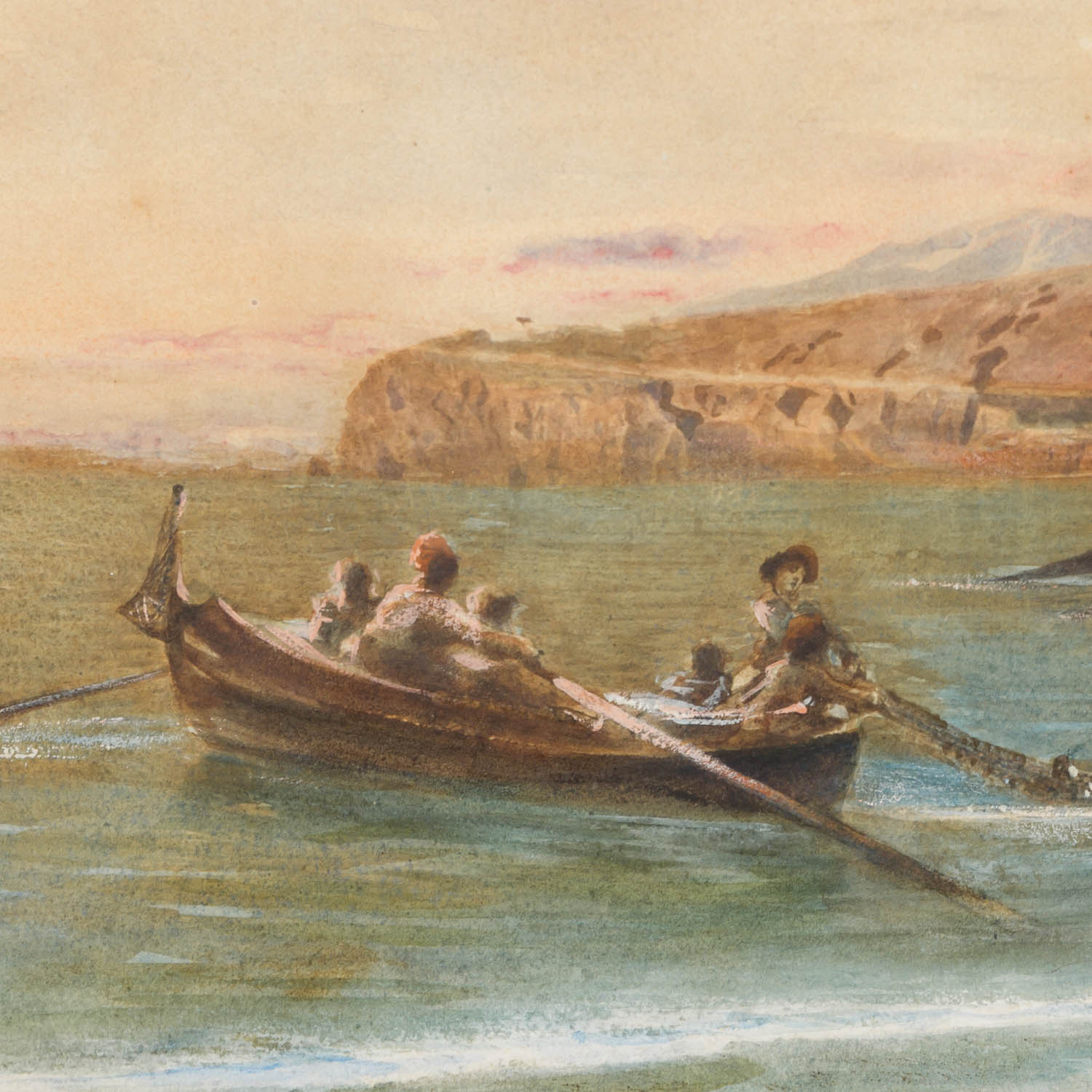 ROMAKO, ANTON (1832 – 1889), "Italienische Küstenlandschaft mit Fischerbooten", 2. Hälfte 19. Jh., - Image 4 of 5