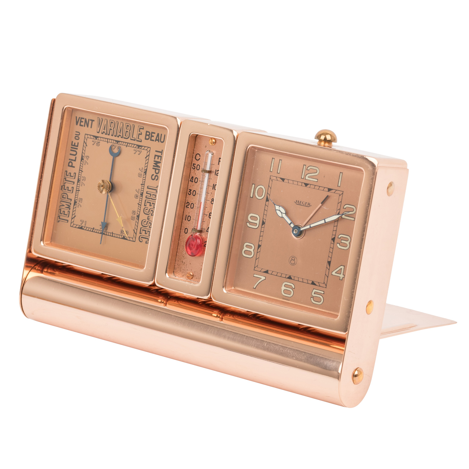 JAEGER-LECOULTRE, Reiseuhr mit Thermometer und Barometer, - Image 3 of 8