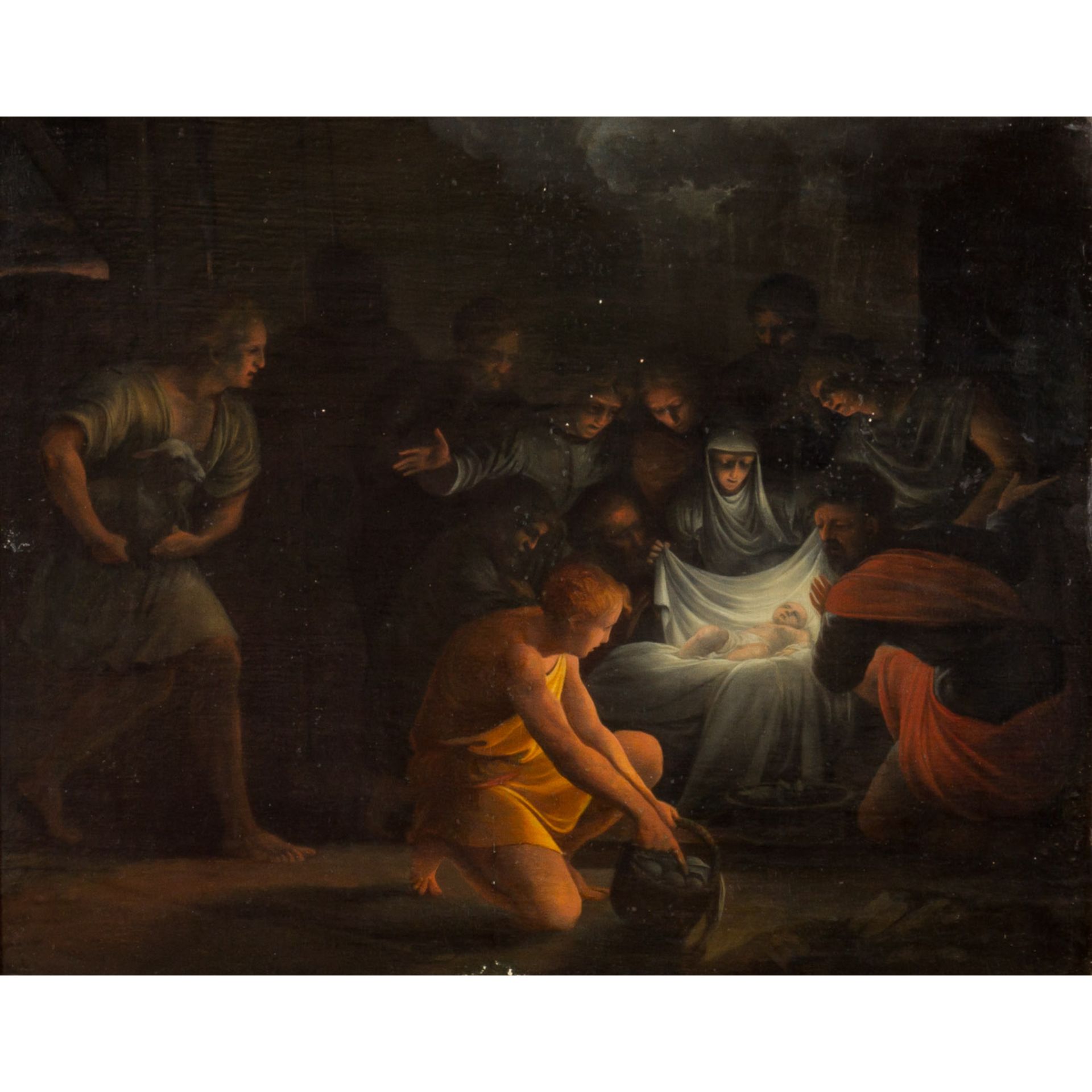 REMBRANDT VAN RIJN, SCHULE/Nachfolge (R.: 1606-1669), "Anbetung Christi",