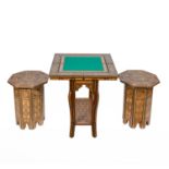 ORIENTALISCHER KONSOLTISCH / SPIELTISCH MIT 2 HOCKERN,