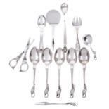 GEORG JENSEN Konvolut versch. Besteckteile, 12tlg.,925 Silber, 20. Jh.,