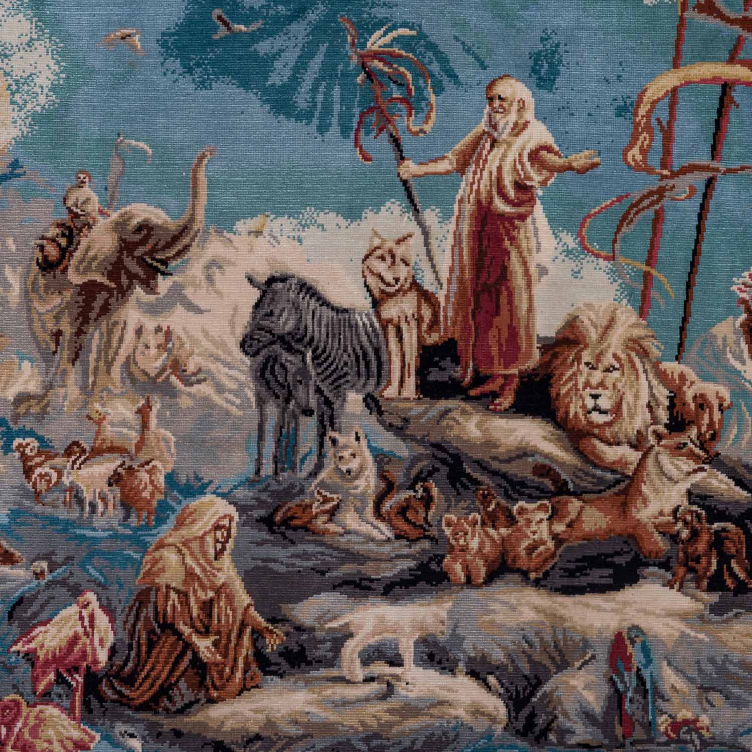 Bildteppich "Arche Noah" aus Seide. HEREKE/TÜRKEI, 20. Jh., 40x63 cm. - Image 4 of 6